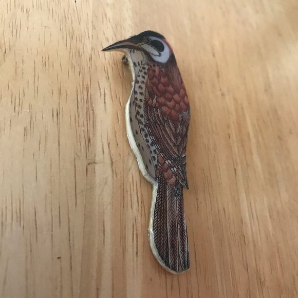 Bird Pin Brooch Handmade vintage bird watcherNew - Picture 6 of 7